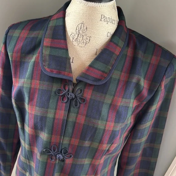 Vintage Miss Dorby dark plaid jacket EVC size 12 - Picture 4 of 12